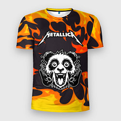 Футболка спортивная мужская Metallica рок панда и огонь, цвет: 3D-принт
