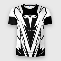 Футболка спортивная мужская Tesla - black and white, цвет: 3D-принт