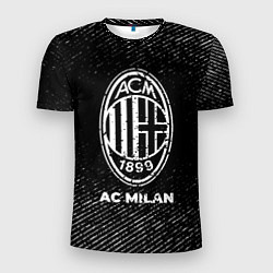 Мужская спорт-футболка AC Milan с потертостями на темном фоне