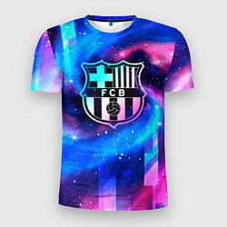 Футболка спортивная мужская Barcelona неоновый космос, цвет: 3D-принт