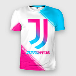 Мужская спорт-футболка Juventus neon gradient style