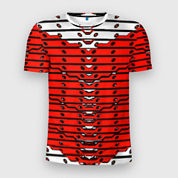 Футболка спортивная мужская Красно-белая техно броня, цвет: 3D-принт