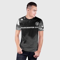 Футболка спортивная мужская Manchester City sport на темном фоне посередине, цвет: 3D-принт — фото 2