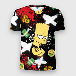 Мужская спорт-футболка Барт Симпсон на фоне баксов