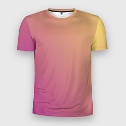 Мужская спорт-футболка Градиент желтый малиновый по диагонали