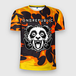 Мужская спорт-футболка OneRepublic рок панда и огонь