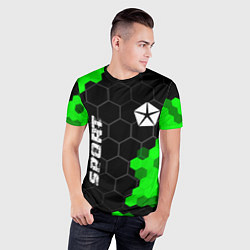 Футболка спортивная мужская Jeep green sport hexagon, цвет: 3D-принт — фото 2