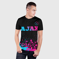 Футболка спортивная мужская Ajax - neon gradient посередине, цвет: 3D-принт — фото 2