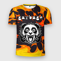 Футболка спортивная мужская Garbage рок панда и огонь, цвет: 3D-принт