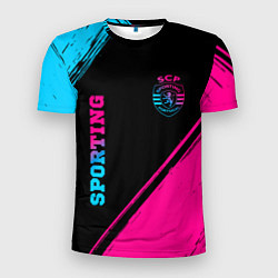 Футболка спортивная мужская Sporting - neon gradient вертикально, цвет: 3D-принт