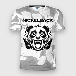 Мужская спорт-футболка Nickelback рок панда на светлом фоне