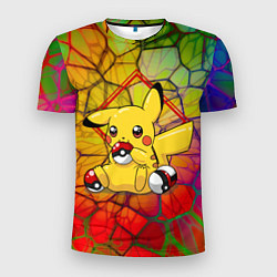 Футболка спортивная мужская Pikachu pokeballs, цвет: 3D-принт