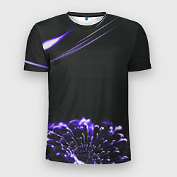 Мужская спорт-футболка Неоновый фиолетовый цветок в темноте