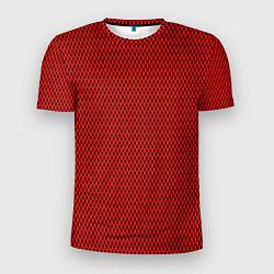 Футболка спортивная мужская Красно-чёрный имитация сетки, цвет: 3D-принт