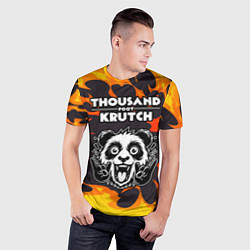 Футболка спортивная мужская Thousand Foot Krutch рок панда и огонь, цвет: 3D-принт — фото 2