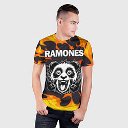 Футболка спортивная мужская Ramones рок панда и огонь, цвет: 3D-принт — фото 2