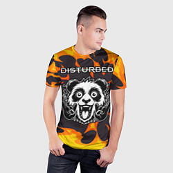 Футболка спортивная мужская Disturbed рок панда и огонь, цвет: 3D-принт — фото 2