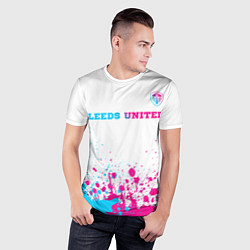 Футболка спортивная мужская Leeds United neon gradient style посередине, цвет: 3D-принт — фото 2