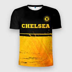 Мужская спорт-футболка Chelsea - gold gradient посередине