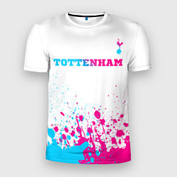 Мужская спорт-футболка Tottenham neon gradient style посередине