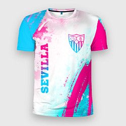 Футболка спортивная мужская Sevilla neon gradient style вертикально, цвет: 3D-принт