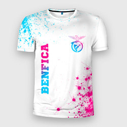 Футболка спортивная мужская Benfica neon gradient style вертикально, цвет: 3D-принт