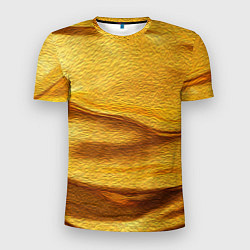 Футболка спортивная мужская Золотая поверхность с волнами и рябью, цвет: 3D-принт