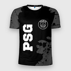 Футболка спортивная мужская PSG sport на темном фоне вертикально, цвет: 3D-принт