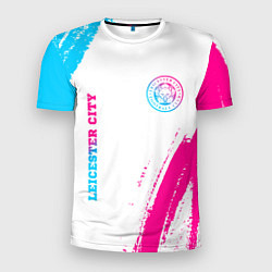 Футболка спортивная мужская Leicester City neon gradient style вертикально, цвет: 3D-принт