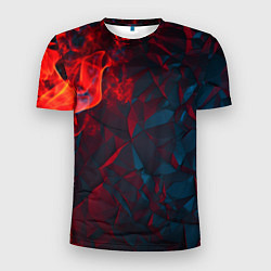 Футболка спортивная мужская Темная абстракция с разломом красных плит, цвет: 3D-принт