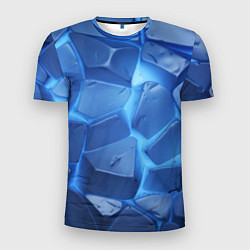 Мужская спорт-футболка Синие ледяные плиты с разломом