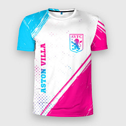 Футболка спортивная мужская Aston Villa neon gradient style вертикально, цвет: 3D-принт