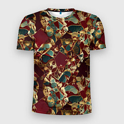 Футболка спортивная мужская Витражный узор на рубиновом фоне, цвет: 3D-принт