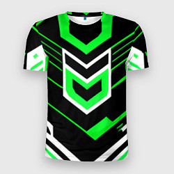 Футболка спортивная мужская Полосы и зелёно-белый шестиугольник, цвет: 3D-принт