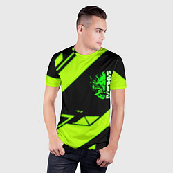 Футболка спортивная мужская Киберпанк кислотная геометрия, цвет: 3D-принт — фото 2
