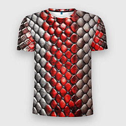Мужская спорт-футболка Змеиная объемная текстурная красная шкура