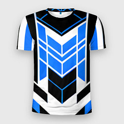 Мужская спорт-футболка Blue and black stripes on a white background