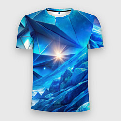 Мужская спорт-футболка Синяя объемная абстракция со вспышкой