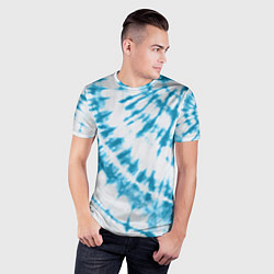 Футболка спортивная мужская Тай-дай бело-синий, цвет: 3D-принт — фото 2