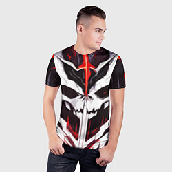 Футболка спортивная мужская Абстрактный белый череп и красные полосы, цвет: 3D-принт — фото 2