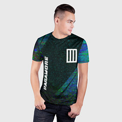 Футболка спортивная мужская Paramore glitch blue, цвет: 3D-принт — фото 2