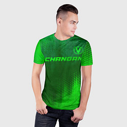 Футболка спортивная мужская Changan - green gradient посередине, цвет: 3D-принт — фото 2