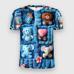 Мужская спорт-футболка Слоники на пэчворк