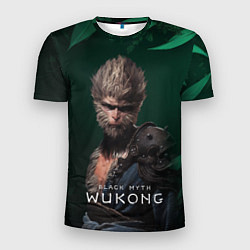 Мужская спорт-футболка Black Myth Wukong Wukong зеленый фон