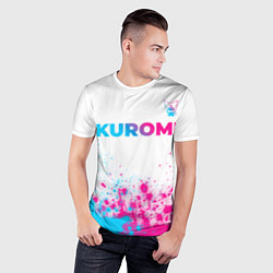 Футболка спортивная мужская Kuromi neon gradient style посередине, цвет: 3D-принт — фото 2