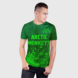 Футболка спортивная мужская Arctic Monkeys - green gradient посередине, цвет: 3D-принт — фото 2