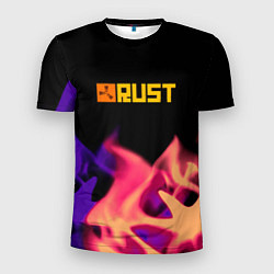 Мужская спорт-футболка RUST neon fire