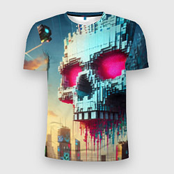 Футболка спортивная мужская Cool pixel skull - ai art fantasy, цвет: 3D-принт