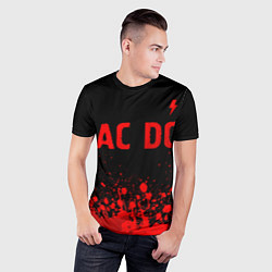 Футболка спортивная мужская AC DC - red gradient посередине, цвет: 3D-принт — фото 2