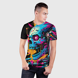 Футболка спортивная мужская Cool cyber skull - ai art, цвет: 3D-принт — фото 2